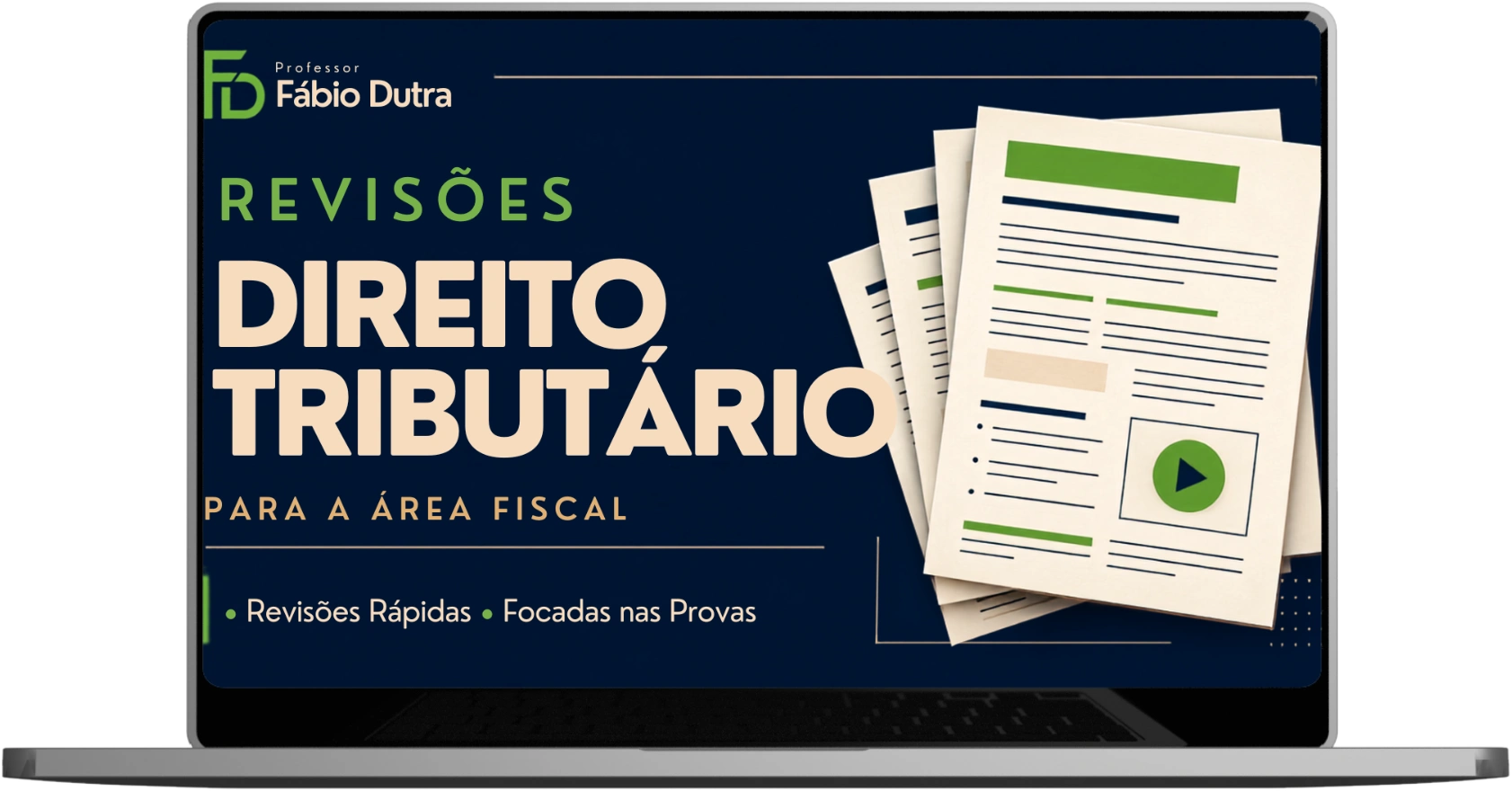Mockup do produto Revisões de Direito Tributário para a Área Fiscal